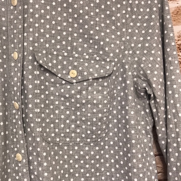 J CREW GRAY AND WHITE FLANNEL POLKA DOT SHIRT - Picture 3 of 7